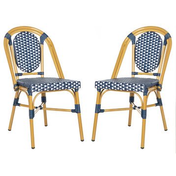 Safavieh Lenda French Bistro Chair, Set of 2, Navy/White