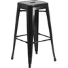 30" High Backless Black Metal Indoor-Outdoor Barstool With Square Seat