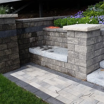 Unilock Ledgestone Step Staircases w/ Oaks Ortana Retaining Walls & Pillars