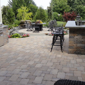 Brussels Block brick paver patio & outdoor dinning areas