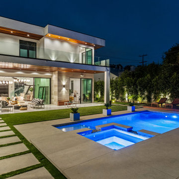 Backyard and Pool at Night - Studio City
