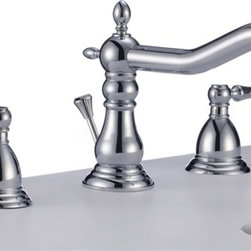 Rome Dual Handle Solid Brass Bathroom Sink Faucet with Drain - Bathroom Sink Faucets
