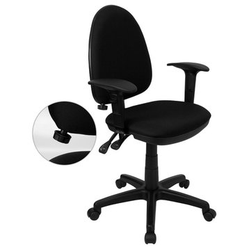 Flash Furniture Mid-Back Black Fabric Multi-Functional Task Chair With Arms