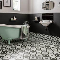 Brixton Black and White Geometric Diamond Tile - Products