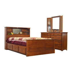 bookcase bed with open shelving, drawer platform - Bedroom Products