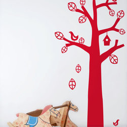 Bird Tree Wall Stickers - Red - Picture Frames