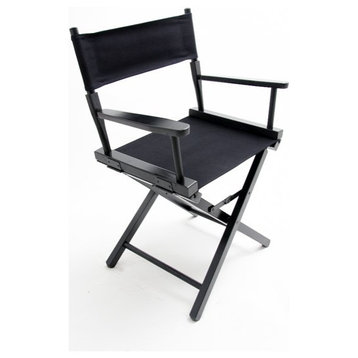 Gold Medal 18" Black Contemporary Director's Chair, Black