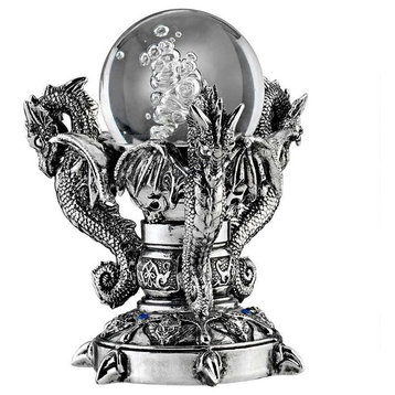 Awesome Dragon of Corfu Silver Glass Globe Collectible