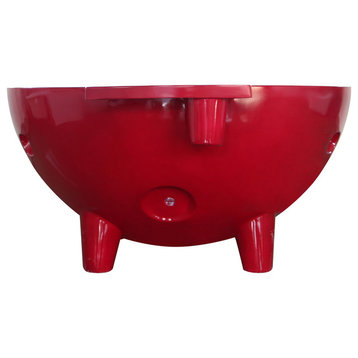 Red Wine FireHotTub The Round Fire Burning Portable Outdoor Hot Bath Tub
