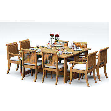 9-Piece Outdoor Teak Dining Set: 60" Square Butterfly Table, 8 Giva Chairs