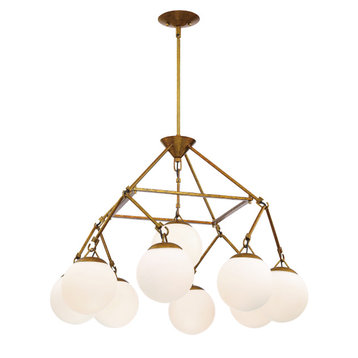 Orion 9 Light Chandelier In Patina Aged Brass (50729-PAB)