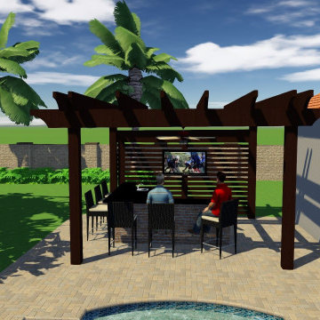 Pergola with outdoor bar & BBQ kitchen