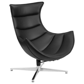 Flash Furniture Leather Cocoon Chair in Black