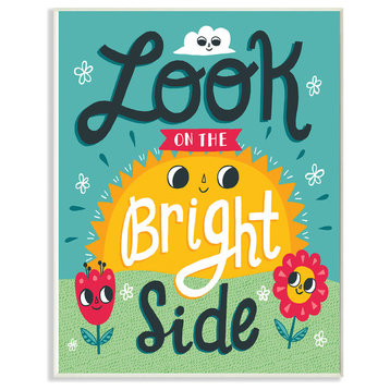 Sun and Flowers Script Lettering Look On The Bright Side Plaque, 12.5x18.5