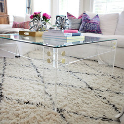 This design uses a 1/4" beveled glass top which sets loosly on top of the frame - Coffee Tables