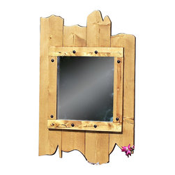 CBF - Distressed Pine Wood Rustic Wall Mirror - Wall Mirrors