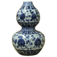 Chinese Blue White Porcelain Gourd Shape Flower Graphic Vase ws186S Chinese Blue White Porcelain Gourd Shape Flower Graphic Vase ws186S
