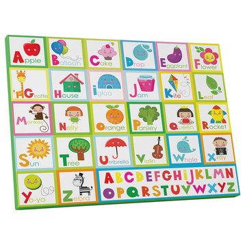 Children "The Alphabet" Gallery Wrapped Canvas Wall Art