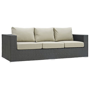 Hawthorne Collection Patio Sofa in Canvas Antique Beige and Gray