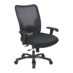Double Air Grid Back & Mesh Seat Ergonomic Office Chair in Black Finish - Office Chairs