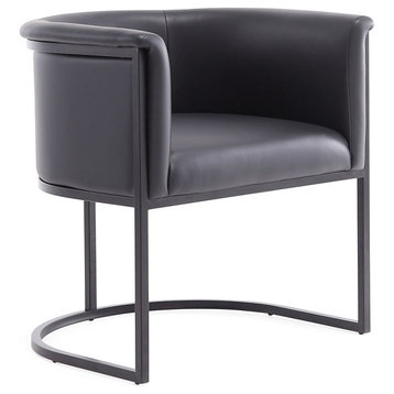 Manhattan Comfort Bali Faux Leather Dining Chair, Black, Single