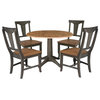 Wood 42 in. Round Drop Leaf Dining Table with 4 Chairs in Hickory/Washed Coal