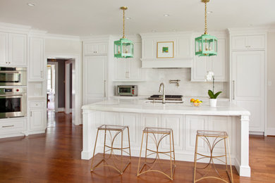 Elegant kitchen photo in Richmond with beaded inset cabinets
