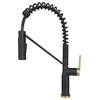 Single Handle Pull-Down Dual Mode Kitchen Faucet in Matte Black with Gold