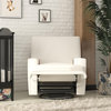 Modern Recliner Glider Chair, Square Design With Swiveling Coil Seat, White
