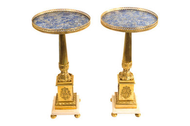 Pair of French Empire Ormolu Torcheres Mounted as Gueridons