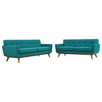Giselle Teal Loveseat and Sofa Set of 2