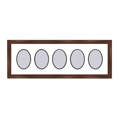 Walnut Collage Picture Frame with 5 oval openings for 3.5 X5 photos