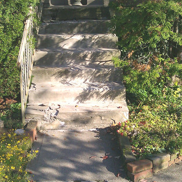 Crumbled concrete steps & walkway before