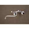 Kingston Brass KS115C Two Handle Wall Mount Bathroom Faucet, Polished Chrome