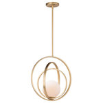 Maxim Lighting - Coronet 1-Light Pendant - Adjustable rings available in Polished Chrome or Satin Brass add dimension to this contemporary pendant design. Opal white glass softly diffuses light to complete the look.