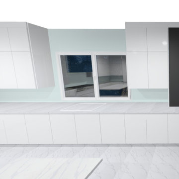 White High gloss lacquer with contrasted  islands color and amazing high end ac