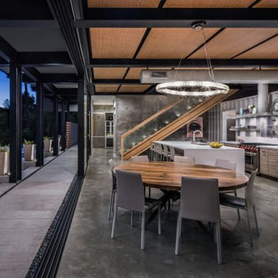 サンタバーバラのインダストリアルスタイルのLDKの画像 (グレーの壁、コンクリートの床、グレーの床)