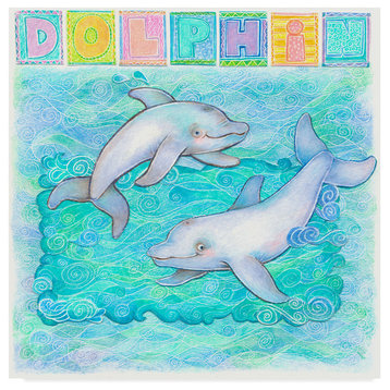 Cheryl Piperberg 'Dolphin Playful' Canvas Art, 24"x24"