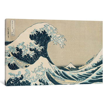 "The Great Wave Of Kanagawa" Wrapped Canvas Print, 26x18x1.5