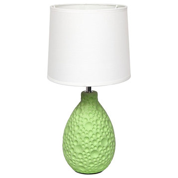 Simple Designs Charming Ceramic Oval Table Lamp, Green