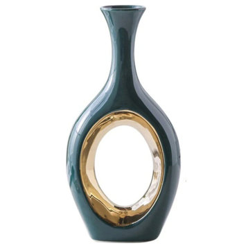 Light Luxury Green Gold Ceramic Vase