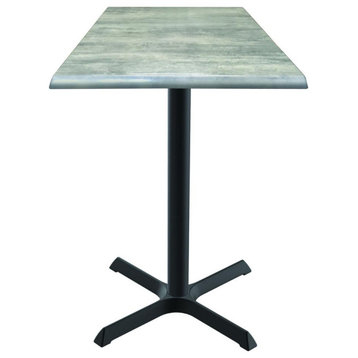 OD211 Black Table with 30"x30" Square Indoor/Outdoor Greystone Top, 30"