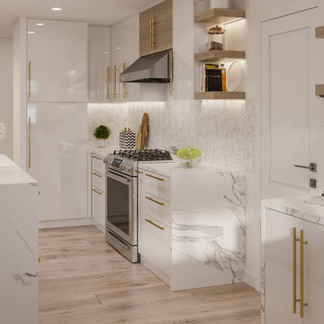 Wood and White Modern Kitchen