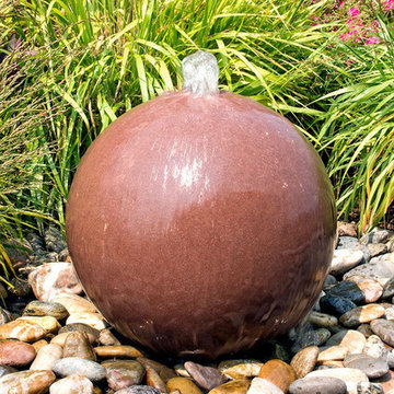 Red Sandstone Sphere Fountain