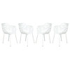 LeisureMod Devon Modern Indoor Outdoor Aluminum Dining Armchair White Set of 4