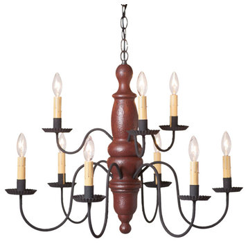 Irvin's Country Tinware Fairfield Chandelier in Americana Red