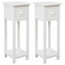 Traditional Set of 2 Bedside Tables With Storage Drawer, White