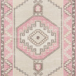 Momeni - Momeni Anatolia Machine Made Traditional Area Rug Pink - 5'3" X 7'6" - The pastel color palette of the Anatolia presents the softer side of tribal style. Subdued shades of pink, baby blue and brown fill the field and ornamental rug borders with classical medallions and vine and dot motifs. Crafted in an innovative combination of natural wool and nylon threads, modern machining mimics ancestral weaving techniques to create a series of chic floor coverings that are superior in beauty and performance.