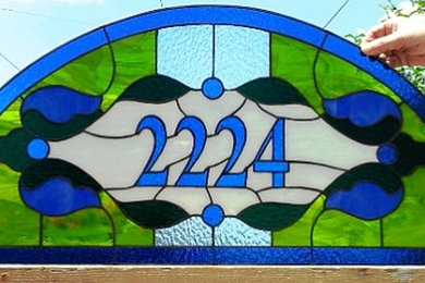 Stained Glass Transom Window - "Timeless Traditional Arch" (TW-47)