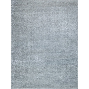 Luxe Shag Power-loomed Polyester/Microfiber Silver Area Rug, 9'x12'